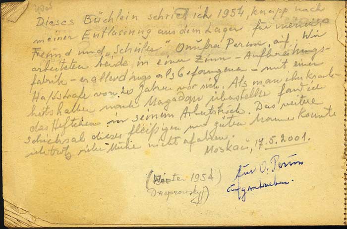 Demant, P. - Liederbuch Widmung